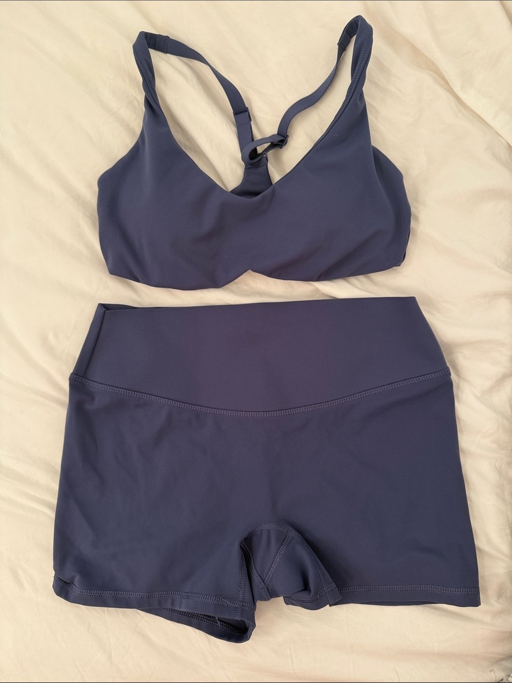 Fabletics Matching Workout Set Purple Sports Bra and Shorts